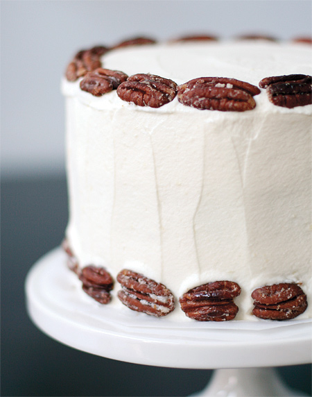 Banana Cake with Praline Filling and White Chocolate Ganache Banana Cake with Praline Filling and White Chocolate Ganache