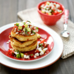 Fresh Corn Cakes with Avocado and Goat Cheese Salsa