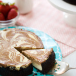 Banana Split Cheesecake with Strawberry Sauce