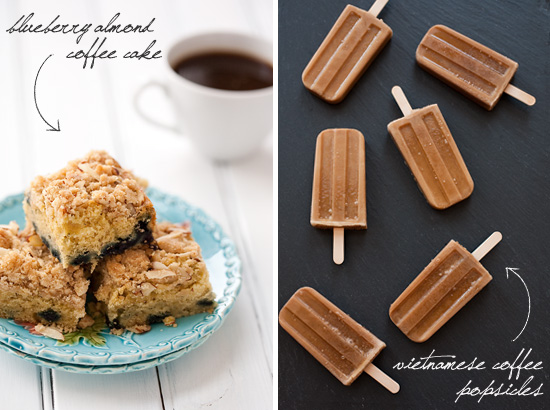 Blueberry Almond Coffee Cake and Vietnamese Coffee Popsicles Blueberry Almond Coffee Cake and Vietnamese Coffee Popsicles