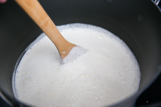 Cook until frothy Making Homemade Tofu