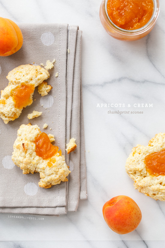 Apricots & Cream Thumbprint Scones from @loveandoliveoil