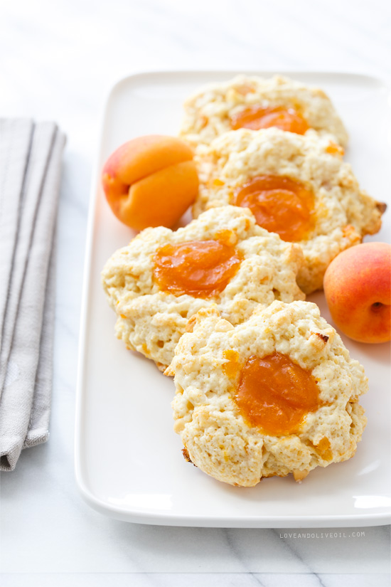 Apricots & Cream Thumbprint Scones from @loveandoliveoil