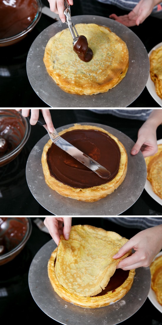 Assembling the Crepe Cake