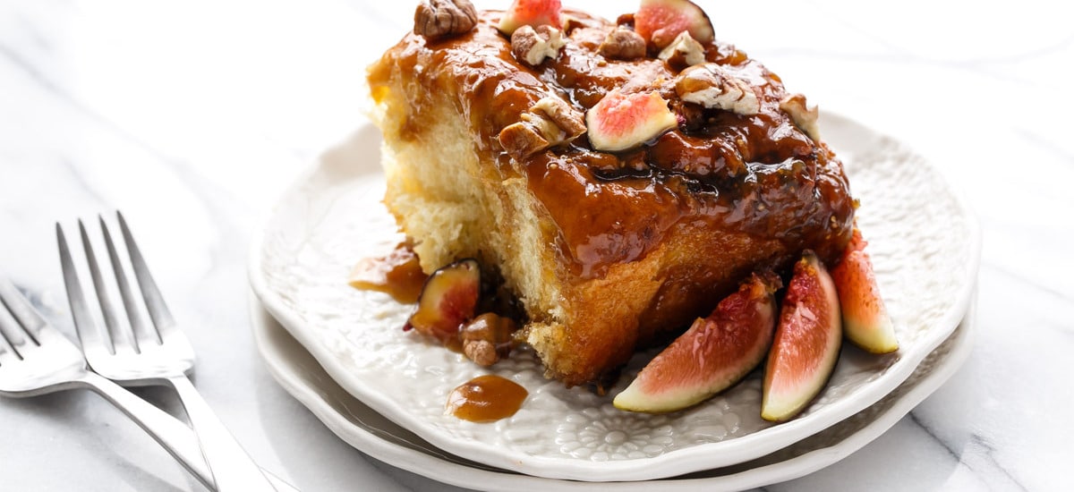 Fig Sticky Buns with Caramel Glaze