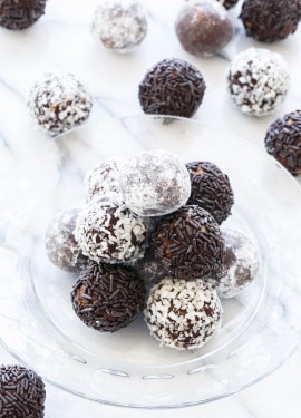 Bourboun Balls, aka Bourbon Delight made with vanilla wafers, chocolate, pecans, and BOURBON!