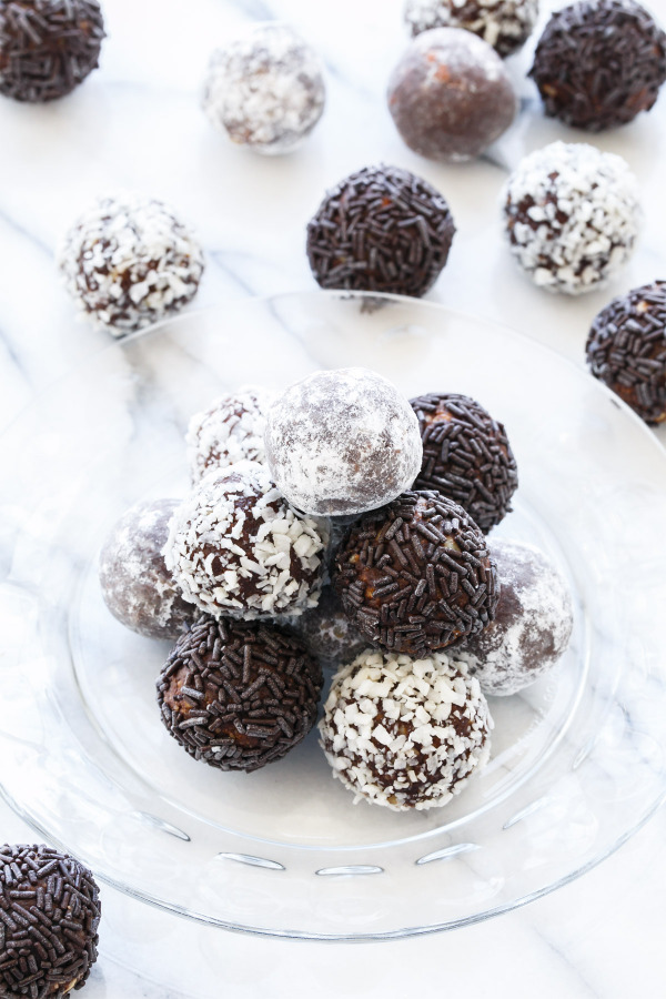 Bourboun Balls, aka Bourbon Delight made with vanilla wafers, chocolate, pecans, and BOURBON!