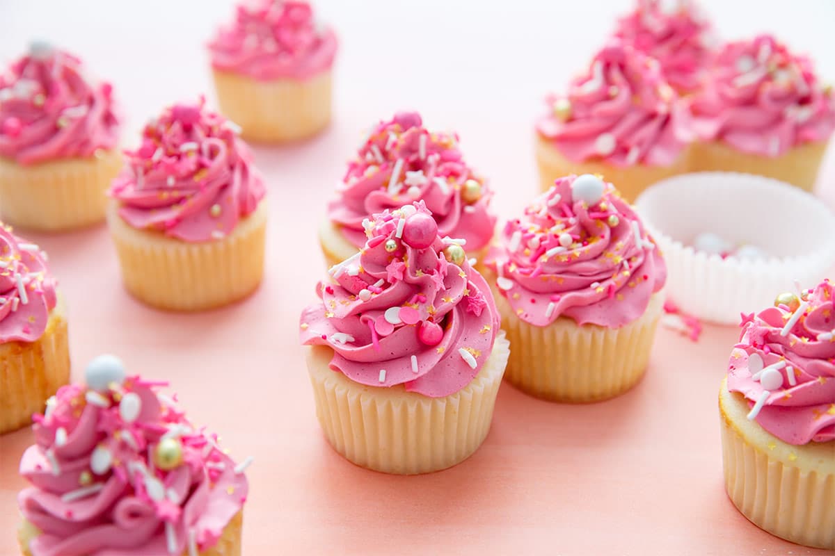 Sprinkle-Filled Cupcakes with Marshmallow Buttercream