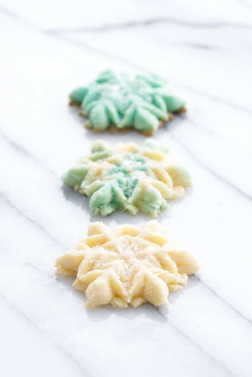 Vanilla Almond Spritz Cookies with edible glitter