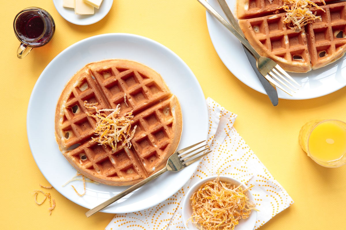 Sunshine Lemon Waffles with Candied Citrus