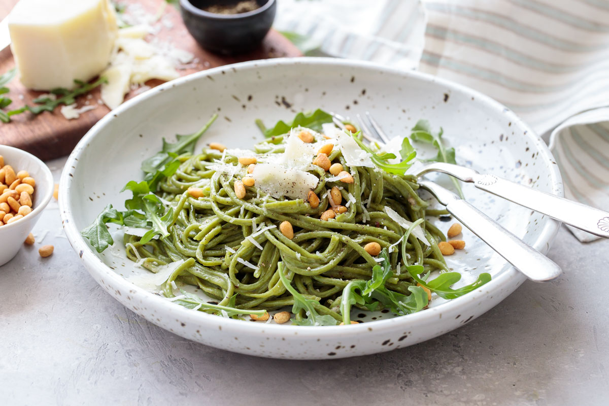 Cacio e Pepe with Homemade Arugula Pasta