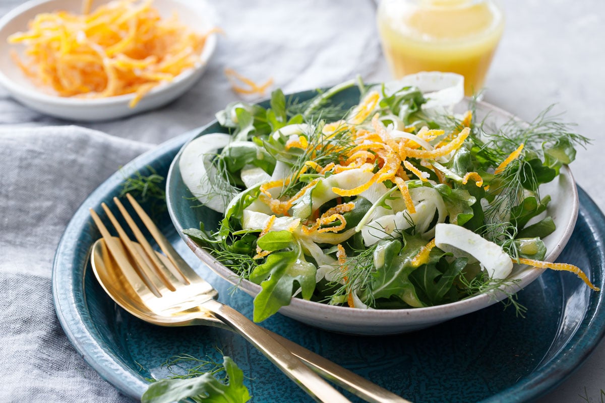 Fennel and Arugula Salad with Candied Orange Peel