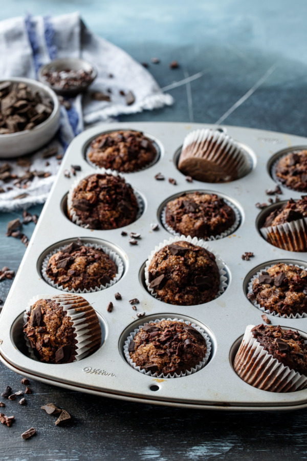 Chocolate Banana Rye Muffins