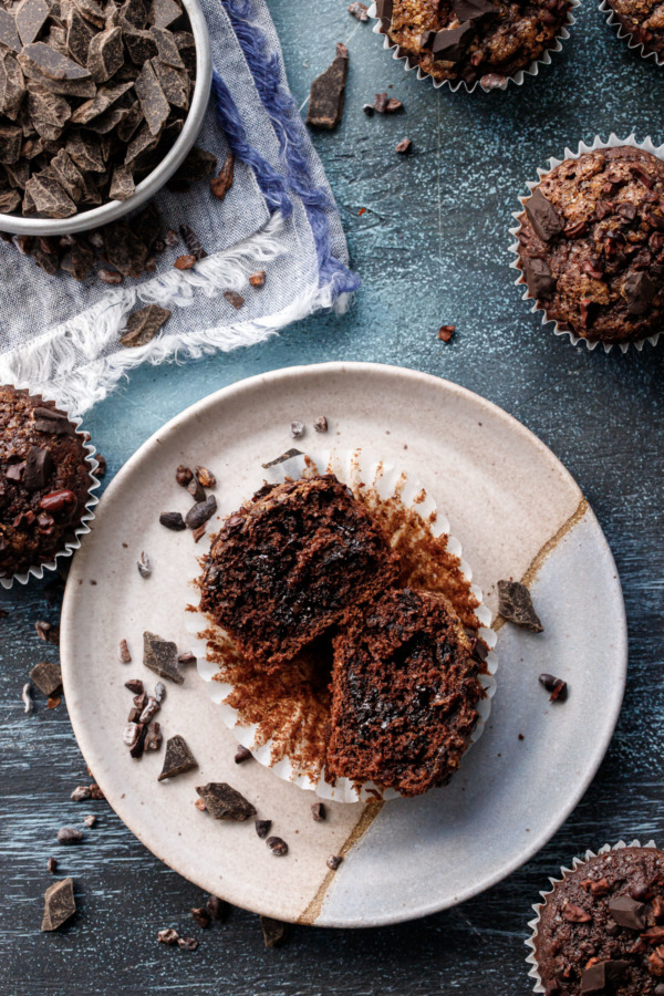 Chocolate Banana Rye Muffins