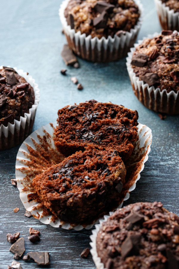 Chocolate Banana Rye Muffins