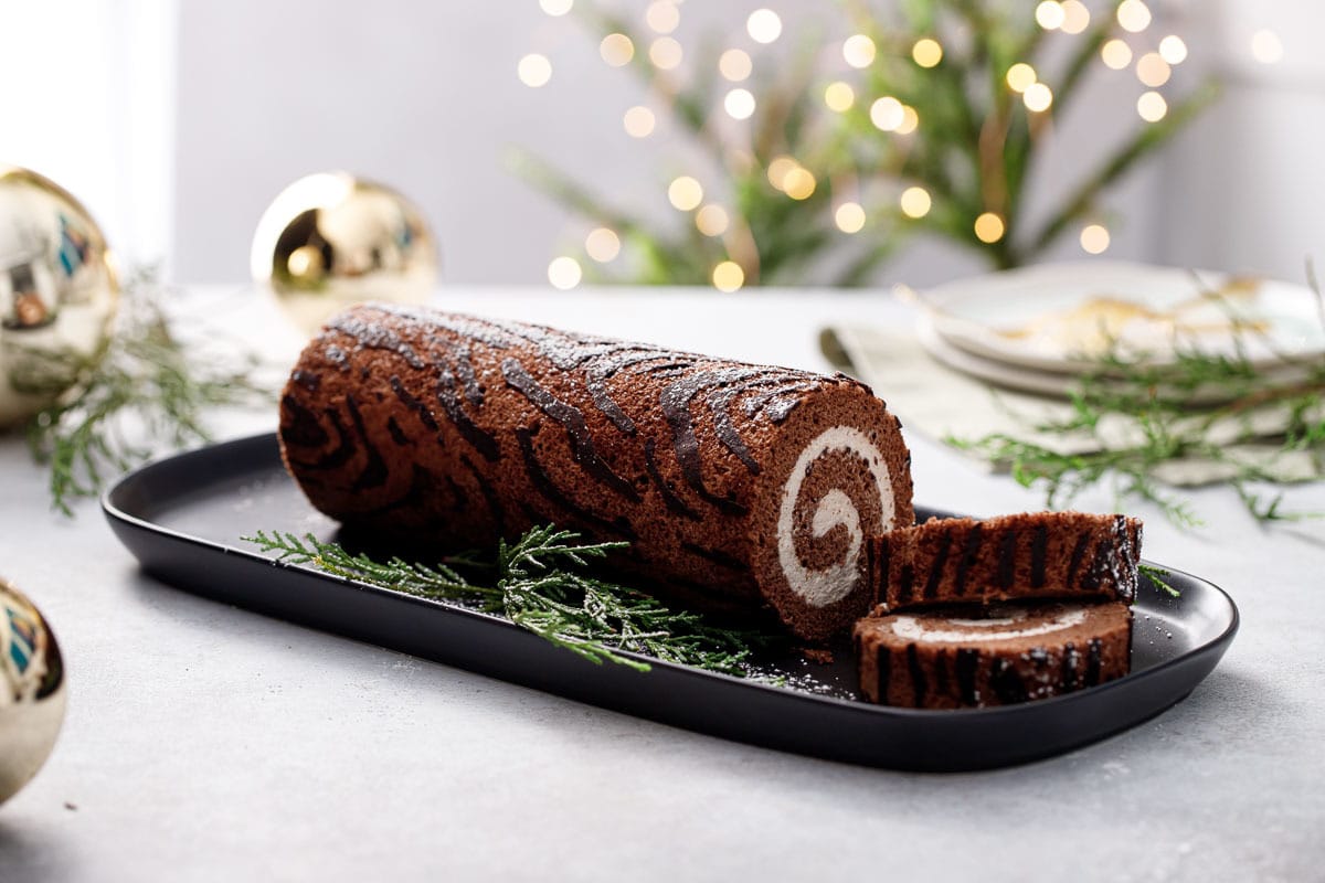 Chocolate Cake Roll with Chestnut Whipped Cream Filling