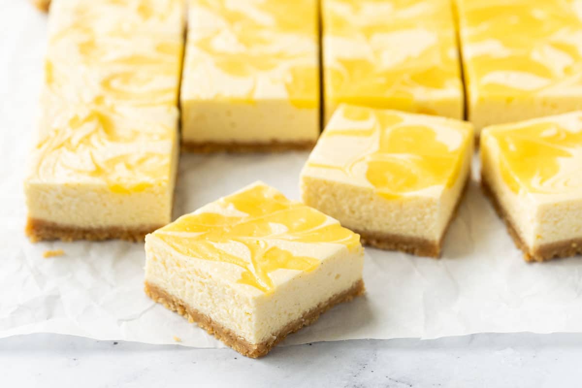 Meyer Lemon Cheesecake Bars with Lemon Curd