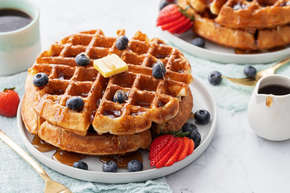 Overnight Sourdough Discard Waffles
